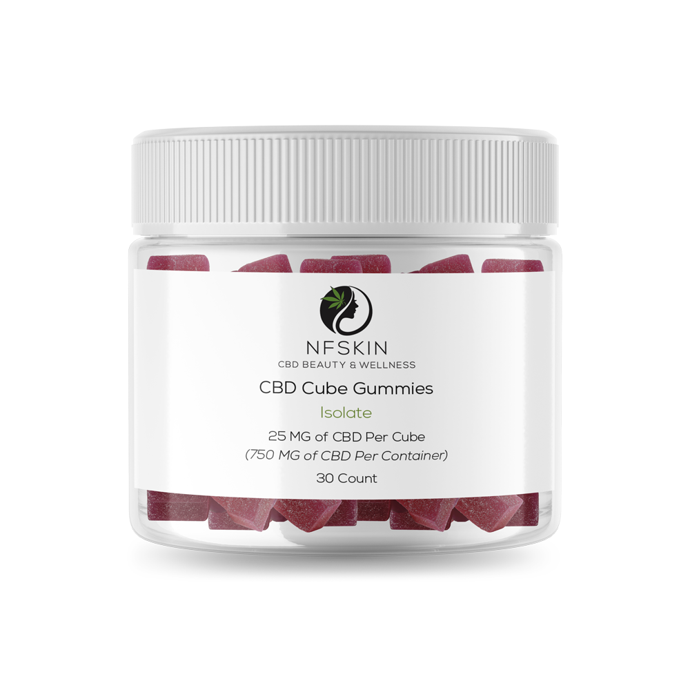 CBD 25MG ISOLATE CUBE GUMMY 30 COUNT NF SKin
